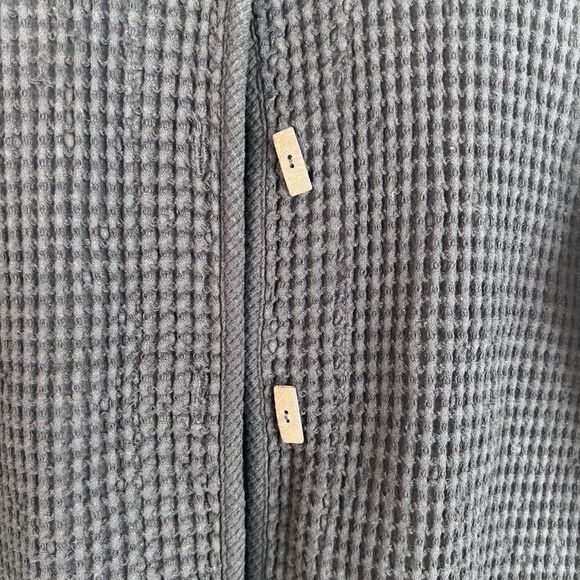 By JJ Waffle Knit Cardigan Black Textured 100% Cotton Neutral Size Large Minimal - Picture 4 of 9